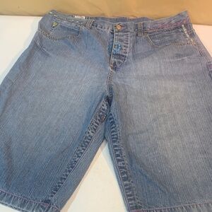 Parish Indigo Denim Shorts with Contrast Stitching Size 38